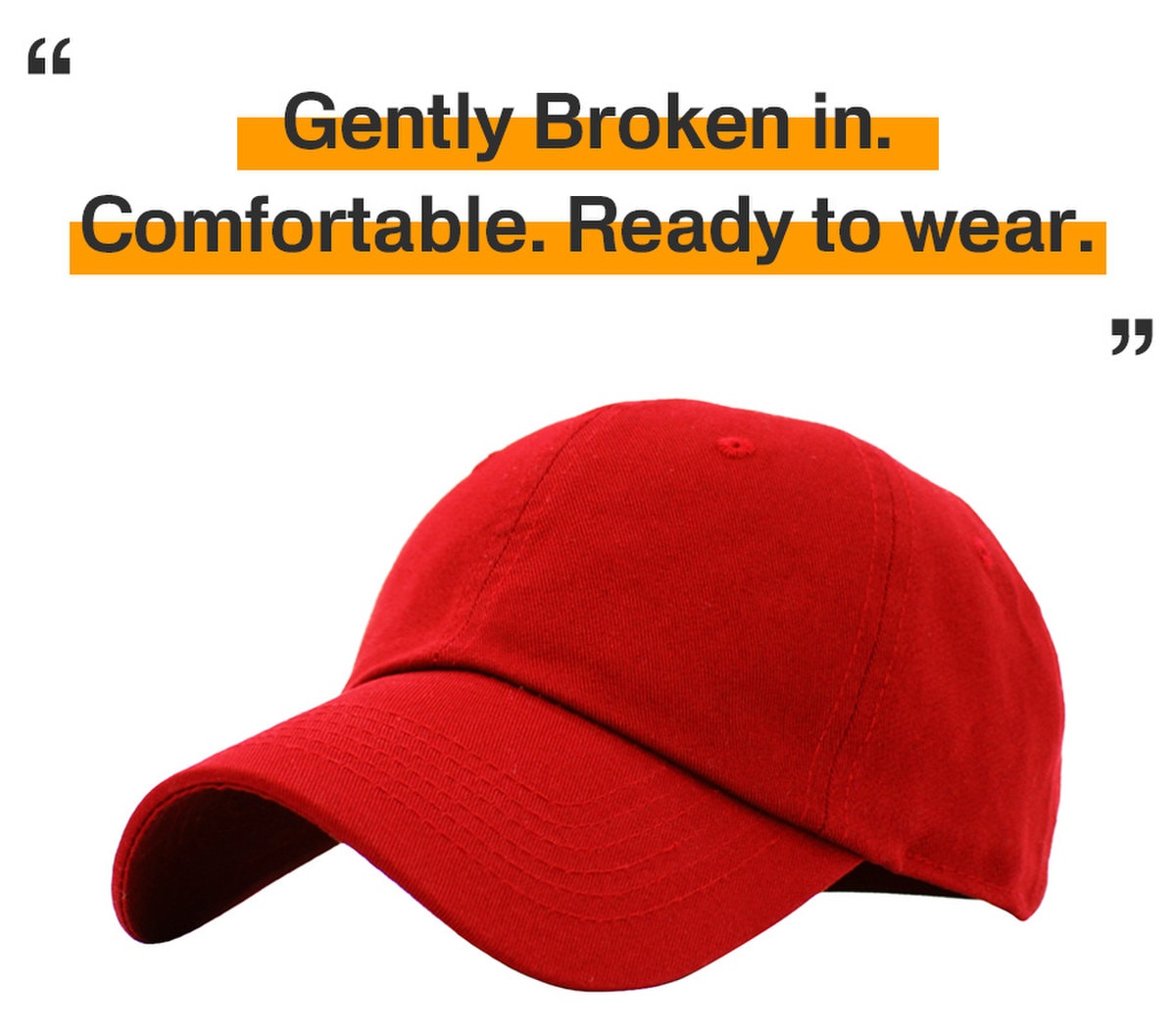 Red Low Profile Baseball Caps Front Side View